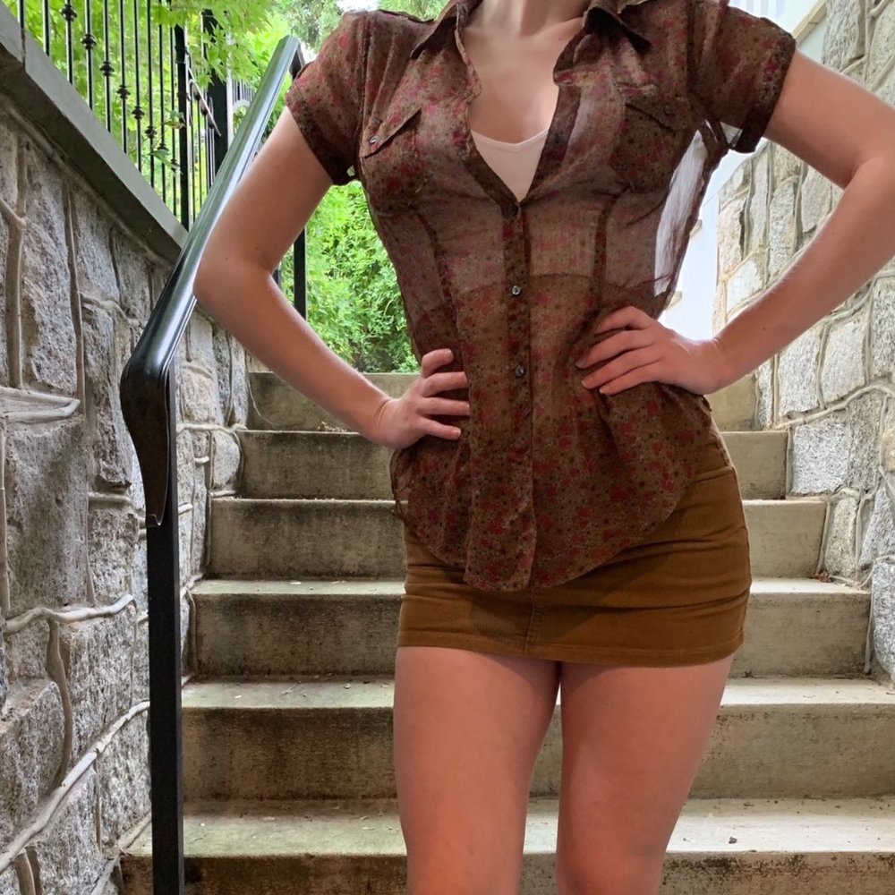 Converse Sheer Floral Button Down